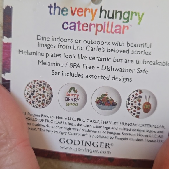 New Godinger Set of Four Eric Carle's Hungry Caterpillar Melamine Plates - Picture 5 of 6